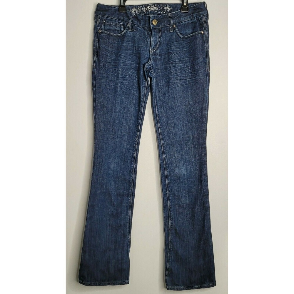 Express Womens Blue‎ Denim Jeans 41 Barely Boot Cut Dark Wash RN 130351